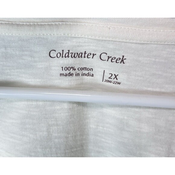Coldwater Creek Womens 2X Longsleeve Cream Sequin 100 % Cotton Top - Picture 5 of 8